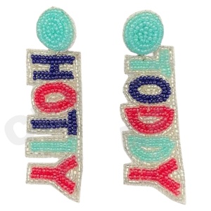 Hottytoddy, Pendientes colgantes con cuentas Vintage para mujer, patriótico, naranja, blanco, azul, ocasiones de boda, Material de tela memorable - Product Image 1