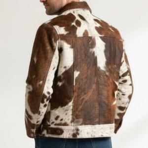 Chaqueta de cuero de vaca para hombre, informal, con cuello alto, logotipo frontal, ajuste personalizado, resistente al viento y transpirable, al por mayor - Product Image 4