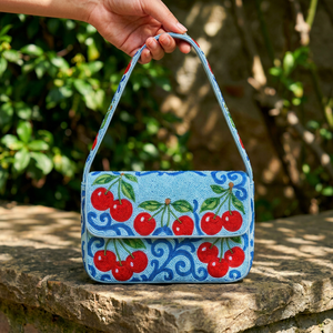 Sac fourre-tout en toile de coton brodé à la main pour femme, avec perles de rocaille, durable, écologique, sac à bandoulière, mode décontractée, shopping - Product Image 3