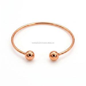 Joyería de Bienestar Biomagnética al por Mayor • Brazalete Unisex Ajustable de Cobre Sólido con Cuentas Redondas - Product Image 2