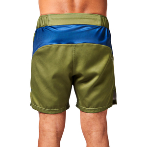 Men's Olive Green Solid Color Board Shorts Quick Dry <b>Elastic</b> Waist Mid Rise Casual Swimwear Short Shorts with Side Stripe - Product Image 4