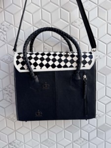 New Designer Hand Tooled Leather Fringe Checkered Pattern Genuine Leather <b>Handbag</b> <b>Big</b> Size Shoulder Strap For Women Daily Use - Product Image 3