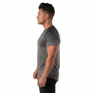 T-shirt en coton/fibre de bambou tricoté sur mesure pour homme, coupe classique, décontracté, respirant, séchage rapide, fabricant OEM à marque privée - Product Image 4
