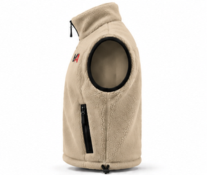 Custom <b>Men's</b> <b>Beige</b> Knit Fleece Vest Stand Collar Zip Up Sleeveless <b>Waistcoat</b> with Side Pockets Custom Branding OEM - Product Image 4