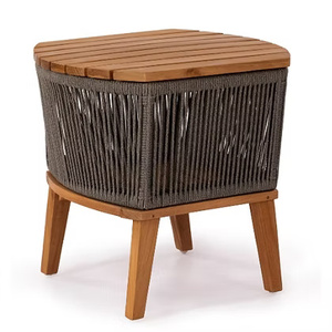 Modern <b>Side</b> <b>Table</b> Made Of Solid Teak Wood High Quality With Weaving Rope For <b>Outdoor</b> Use. - Product Image 1