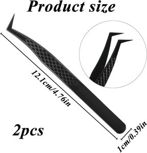 Wholesales Beauty Tools Professional Stainless Steel 90 degree Makeup Eyelash Tweezers Premium Eyelash Set of Tweezers - Product Image 4