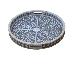 Plateaux à vaisselle classiques de luxe en résine incrustée, durables |   Table d'appoint portable artisanale, écologique et compatible lave-vaisselle pour la maison - Product Image 6