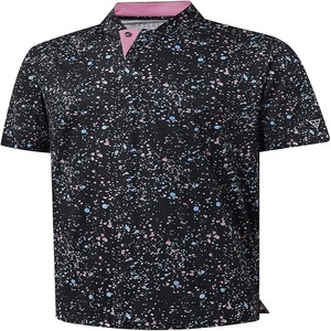 Chemise Homme à Manches Courtes Imprimé Pois Noirs Col Rose Anti-Plis Sportive en Tissu Tricoté Polyester Respirant pour Tenue Décontractée - Product Image 1