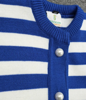 Pull cardigan en acrylique d'hiver Zeta Phi Beta pour femme, bleu, tricoté, style universitaire, broderie chenille, sur mesure OEM XLISE