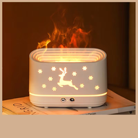 Humidificateur ultrasonique 3D Flamme Élan en plastique - Diffuseur d'aromathérapie et brumisateur - Contrôlé par application - Alimenté par USB - Brûleur d'huiles essentielles pour voiture