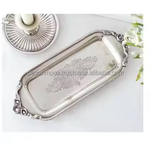 Plateau de service en aluminium de luxe Plateau de service d'hôtel Plateau de service en aluminium argenté personnalisé pour la meilleure vente vente - Product Image 2