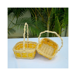 Eco-friendly <b>Square</b> Rattan & Bamboo Woven <b>Basket</b> Multi-purpose Decor for Flowers Fruits Eggs and Accessories - Product Image 4