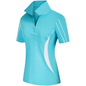 Polos de golf en forme de corps pour femme, coupe cintrée, style décontracté, vêtements d'extérieur, avec fermeture éclaire, bon marché - Product Image 2