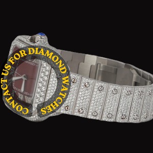 Montre de luxe unisexe de haute qualité avec cadran en verre de forme carrée, bracelet en moissanite, mouvement à quartz ETA, pour mariage et soirée - Product Image 2