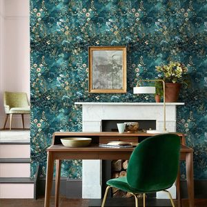 Carta da Parati Floreale Autoadesiva Botanica 43cm x 300cm, Carta Adesiva Verde con Fiori per Decorazione Camera da Letto - Product Image 3