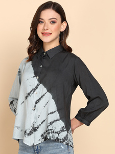 เสื้อเชิ้ตผู้หญิง Maaesa ผ้าเรยอน ทำมือ ลายมัดย้อม ติดกระดุม คอปก แขนยาว สวมใส่สบาย ทรงปกติ สำหรับฤดูใบไม้ผลิ/ฤดูร้อน เหมาะสำหรับใส่ทำงาน สไตล์เรียบง่าย - Product Image 5