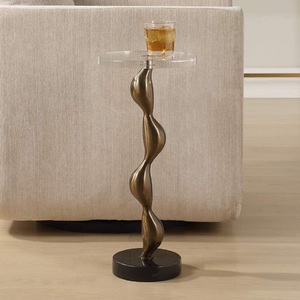 Table de cocktail sculpturale en aluminium de haute qualité, mobilier haut de gamme, table d'appoint en métal pour la maison et l'hôtel, table à vin et à boissons en laiton - Product Image 1