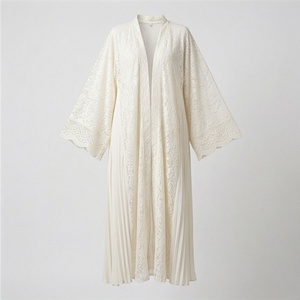 Abaya al por mayor, modesta y elegante, con mangas de murciélago, brillante, de satén, con cuello en V, largo hasta el tobillo, ligera, con cuentas, vestido musulmán para mujer - Product Image 1