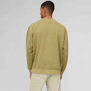 เสื้อสเวตเชิ้ตผู้ชายสีเขียวมะกอกทรงโอเวอร์ไซส์ คอกลม ทรงปกติ สวมใส่สบายๆ สำหรับฤดูใบไม้ร่วง ผลิตจากผ้าฝ้าย 100% แบบเฟรนช์เทอร์รี่ถัก - Product Image 3