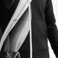 Ensemble de survêtement pour homme noir et blanc à capuche, veste athlétique à fermeture éclair intégrale et pantalon de jogging, vêtements de sport