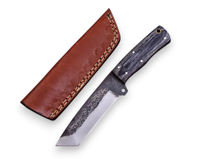 Couteau Tanto à lame fixe de 8 pouces, fabrication artisanale nordique, qualité industrielle, acier carbone pleine tige, pour la chasse et le camping, couteau OEM avec étui - Product Image 1