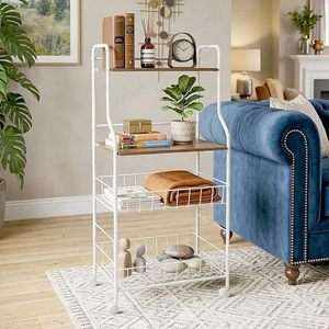 Minimalist Four Tier Metal <b>Storage</b> <b>Rack</b> With Wheels For Living Room Sundries Standing Type - Product Image 6