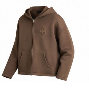 Sweat-shirt à capuche pour homme, marron, logo 3D brodé, coupe classique, vêtement décontracté pour l'automne - Product Image 3