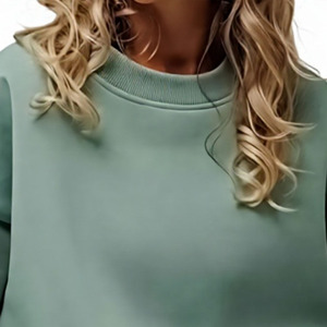 Sudadera de mujer de cuello redondo, manga larga, hombros caídos, holgada, de color liso, estilo urbano, personalizada, al por mayor - Product Image 3
