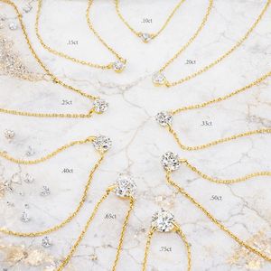 Collar Solitario de Diamante de Corte Brillante Flotante Chapado en Oro sobre Plata, Perforado con Láser, Certificado IGI, Cultivado en Laboratorio, Cadena Ajustable - Product Image 6