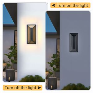 2 Pack-3-Tier 15.7 LED Outdoor Wall <b>Sconce</b> Modern Black Finish Waterproof Exterior Wall Fixture for Garage <b>Lighting</b> - Product Image 4