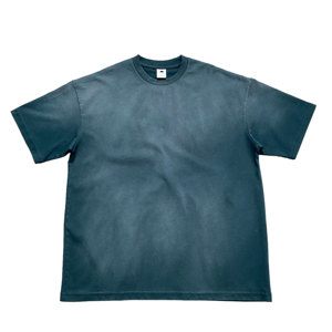 T-shirt décontracté pour homme en jersey de coton bleu foncé à manches courtes, col rond, coupe classique, couleur unie - Product Image 2