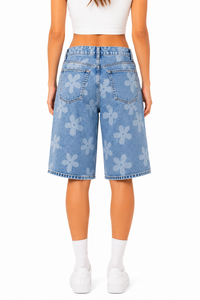 Shorts Jorts Personnalisés pour Femmes Grande Taille Tissu Personnalisé Taille Mi-Haute Coupe Ample Jean Boyfriend Sportif Été Streetwear Respirant - Product Image 2