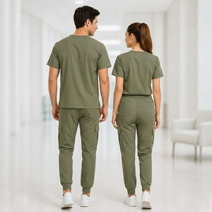Conjunto de Uniformes Médicos Personalizados Unisex con Cuello en V, Transpirables, de Poliéster, Viscosa y Spandex, Uniformes para Doctores y Enfermeras, OEM ODM - Product Image 2