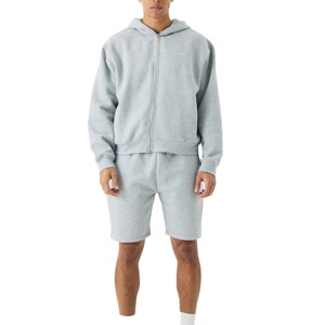 Conjunto de Sudadera con capucha y pantalones cortos de dos piezas French Terry de alta calidad para hombre, Jersey holgado con estampado personalizado, sudaderas con capucha gráficas y cremallera, ropa de calle para hombre - Product Image 1