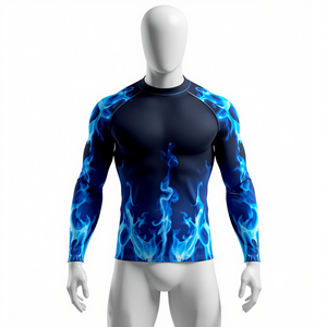 Camiseta de Manga Larga con Estampado Tribal para Hombre, Camiseta de Natación para Playa, Top de Surf - Product Image 1