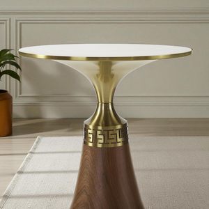 Table basse ronde moderne avec plateau en marbre et structure en métal, design industriel, personnalisable, mobilier de salon contemporain, décoratif - Product Image 3