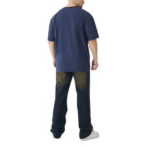 T-shirts confortables à séchage rapide, nouveau design, effet délavé à l'acide, 100% coton, T-shirts délavés à l'acide, nouveau design, T-shirt uni pour homme, effet délavé à l'acide - Product Image 2