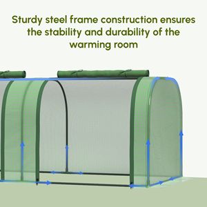 Serra a tunnel portatile 2,95 m L x 0,91 m L x 0,76 m H con 3 porte con cerniera, telo in PE anti-UV e anti-acqua, in acciaio inossidabile per interni - Product Image 4