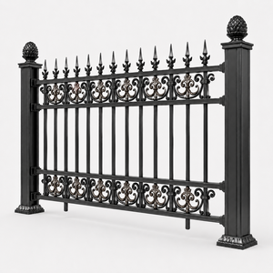Panel de Valla de Hierro Forjado Negro Ornamentado con Punta Decorativa en Forma de Lanza, Barandilla Metálica para Jardín, Villa, Puerta, Límite de Propiedad, Seguridad y Decoración - Product Image 2