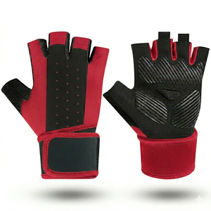 Gants de fitness demi-doigts en PU avec paume en maille respirante et sangle de poignet réglable pour la musculation en salle de sport, unisexe - Product Image 5
