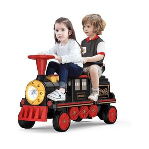 ANPABO Tren de juguete sin rieles para 2 personas, juguete eléctrico de 12V con asiento de altura ajustable, almacenamiento adicional, coche eléctrico para niños de 3+ años - Product Image 1