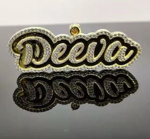 Script Letter <b>Pendant</b> Hip Hop <b>Pendant</b> VVS Moissanite 925 <b>Silver</b> Iced Out <b>Pendant</b> Enamel <b>Initial</b> Latter <b>Pendant</b> Pass Diamond Test - Product Image 2