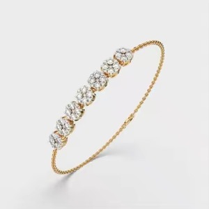 Bracelet en moissanite de forme ronde personnalisé, serti de diamants, en or jaune 18 carats, pour hommes et femmes - Product Image 3
