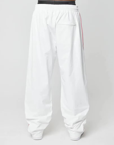 <b>Men's</b> <b>White</b> Elastic Waist Sweatpants With Red Side Stripe Lightweight Breathable Casual Jogger Pants Summer Activewear - Product Image 6