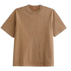Camiseta Lisa Lavada para Hombre, Oversize, Ajuste Holgado, Algodón, Cuello Redondo, Manga Corta, Estilo Casual Urbano, Venta al por Mayor, OEM, ODM - Product Image 1