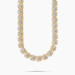 Luxury Sterling Silver Hip Hop Tennis Chain <b>Statement</b> <b>Necklace</b> Brilliant Cut Geometric Bezel Setting Unisex Wedding Gift - Product Image 1