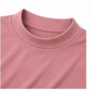 T-shirt personnalisé pour femme, coupe slim classique, col montant, manches courtes, en jersey de coton doux et extensible, couleur rose poudré - Product Image 5
