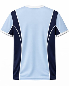 Men Light Blue <b>Navy</b> Blue Sports <b>TShirt</b> Shorts Set Breathable Quick Dry Gym Wear Athletic Running Training Activewear Outfit Set - Product Image 4