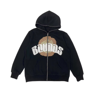 Sweat à capuche zippé en chenille brodée de haute qualité pour l'hiver, style streetwear, 100% coton, coupe oversize, couleurs et logo personnalisables, faible MOQ - Product Image 1