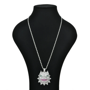 Hip Hop Little Monster Sweater <b>Chain</b> Pendant <b>Iced</b> <b>Out</b> Cubic Zirconia Sparkling Bling Jewelry Charm Necklace Gift For Men Women - Product Image 5